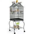 thumbnail image 1 of Alden Design 57" Rolling Metal Parrot Cage Bird with Open Top, Black, 1 of 11