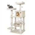 thumbnail image 1 of Alden Design 59" Cat Tree with Condo and Scratching Post Tower, Beige, 1 of 11