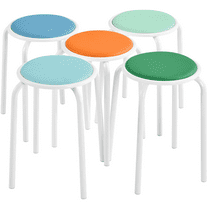 Alden Design 5PCS 17.7" Height Padded Stakable Metal Stools for Classroom, Multicolor
