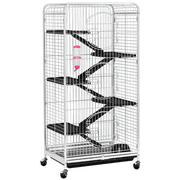 SMILEMART Alden Design 6 Level Rolling Large Pet Cage with 3 Doors, Pet Bowl, and Water Bottle for Small Animals, White