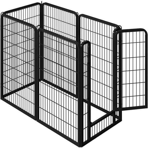 Alden Design 6 Panels Metal Dog Playpen Exercise Barrier for Indoor Outdoor, Black