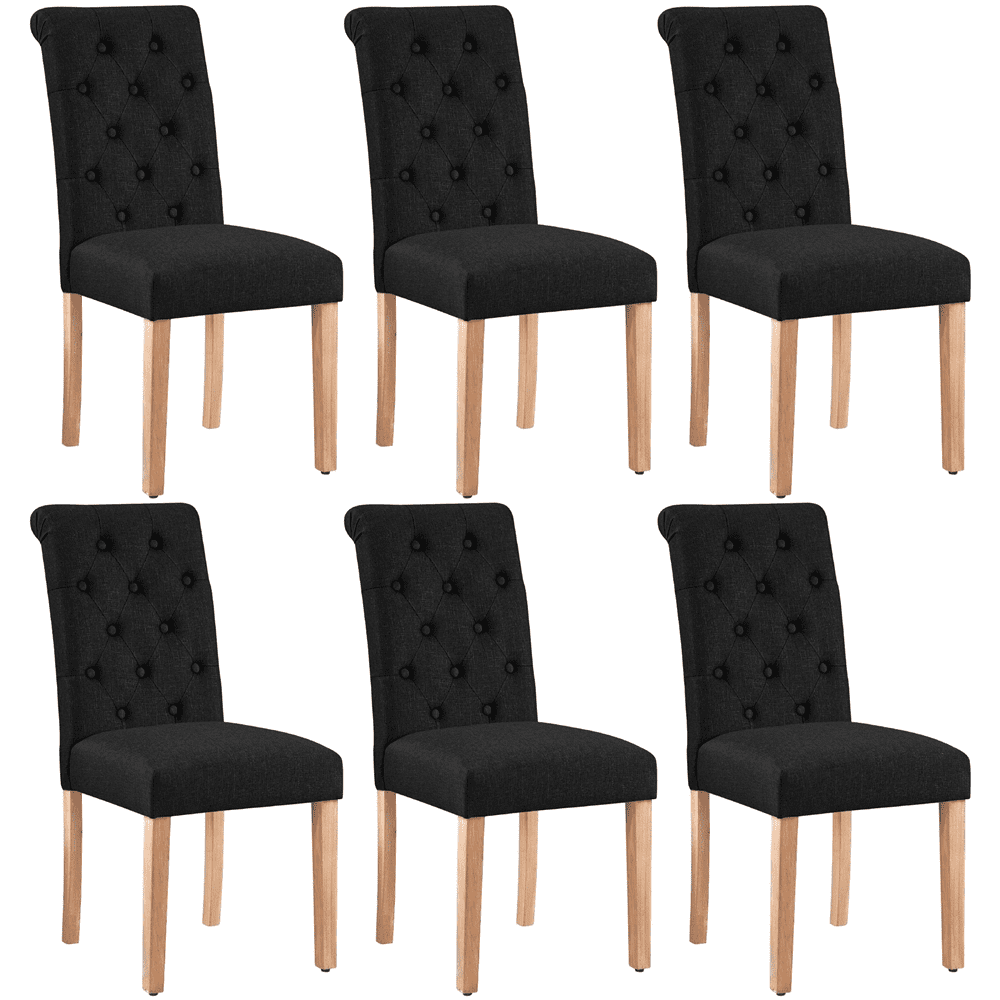 Alden Design 6 Pieces Padded Parsons Fabric Upholstered Dining Chairs, Black