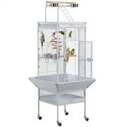 Alden Design 61.5 Rolling Metal Bird Cage with Play Top, White