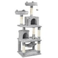 thumbnail image 1 of Alden Design 62" Double Condo Cat Tree and Scratching Post Tower, Light Gray, 1 of 10