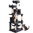 thumbnail image 1 of Alden Design 62" Double Condos Cat Tree and Scratching Post Tower, Black, 1 of 9