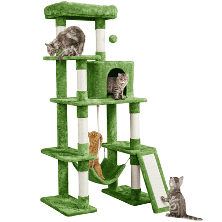 Alden Design 63?H Cat Tree Scratching Posts Cat Tower for Kittens Indoor, Green