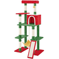 thumbnail image 1 of Alden Design 63" Tall Cat Tree with Hammock and Scratching Posts, Red/Green, 1 of 10