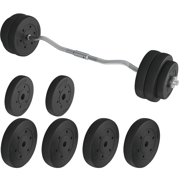 Alden Design 66 lb Barbell Weight Set with Plates and Star Locks, Black