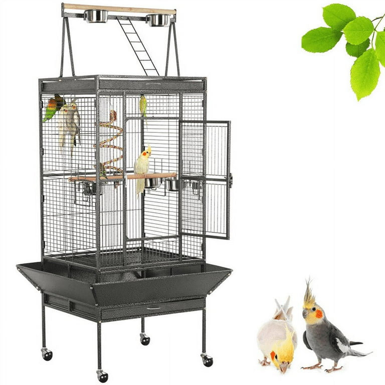 Free Shipping Alden Design 68.5 Rolling Metal Large Bird Cage with Play Top for Large Pet Birds Walmart