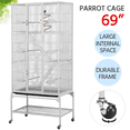 thumbnail image 1 of Alden Design 69" H Rolling Extra Large Metal Bird Cage with Detachable Stand for Parrots, White, 1 of 6