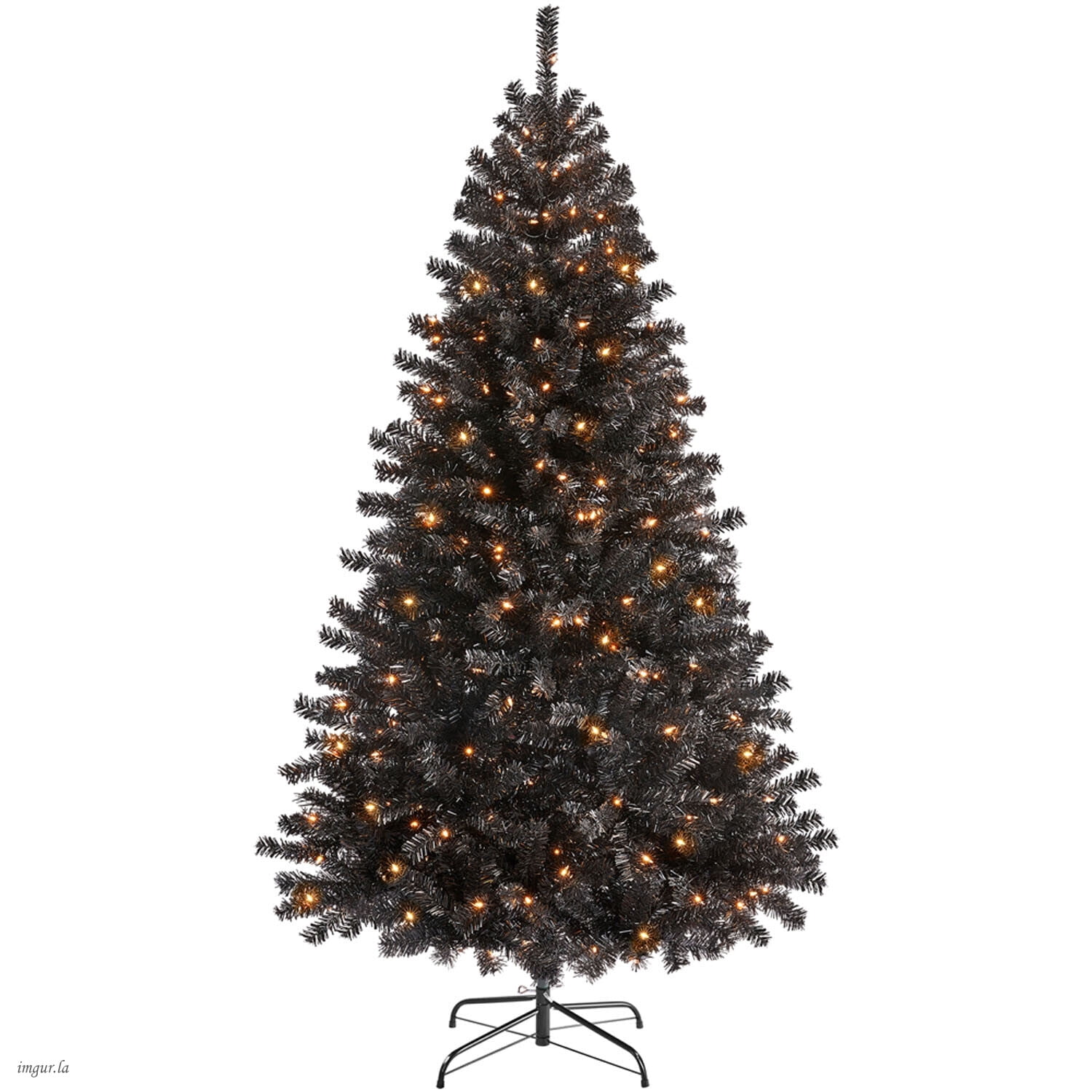 Alden Design 6FT Artificial Pre-lit Christmas Fir Tree with Foldable Stand,300 LED Warm Lights,Black