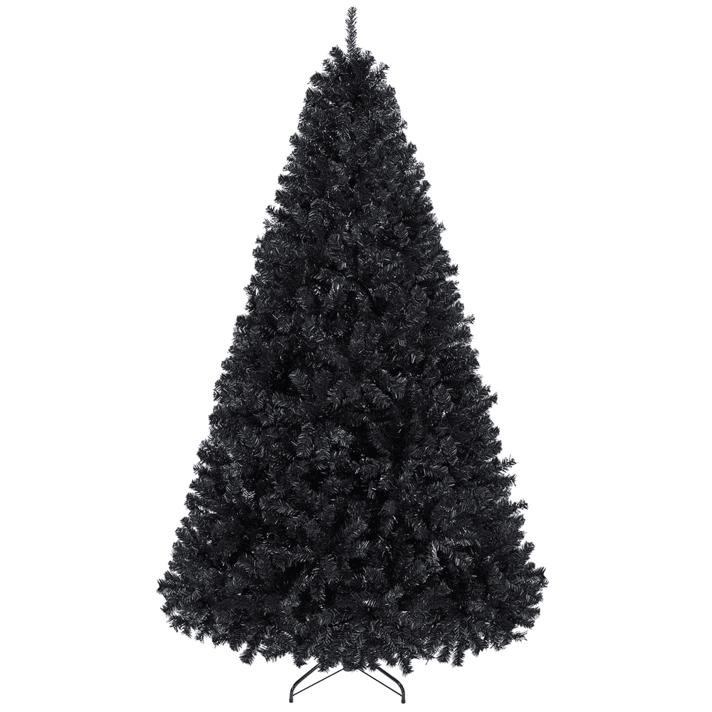 Alden Design 6FT Hinged Fir Artificial Christmas Tree with Foldable Stand, Black