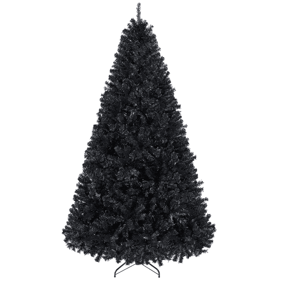 Alden Design 6FT Hinged Fir Artificial Christmas Tree with Foldable Stand, Black