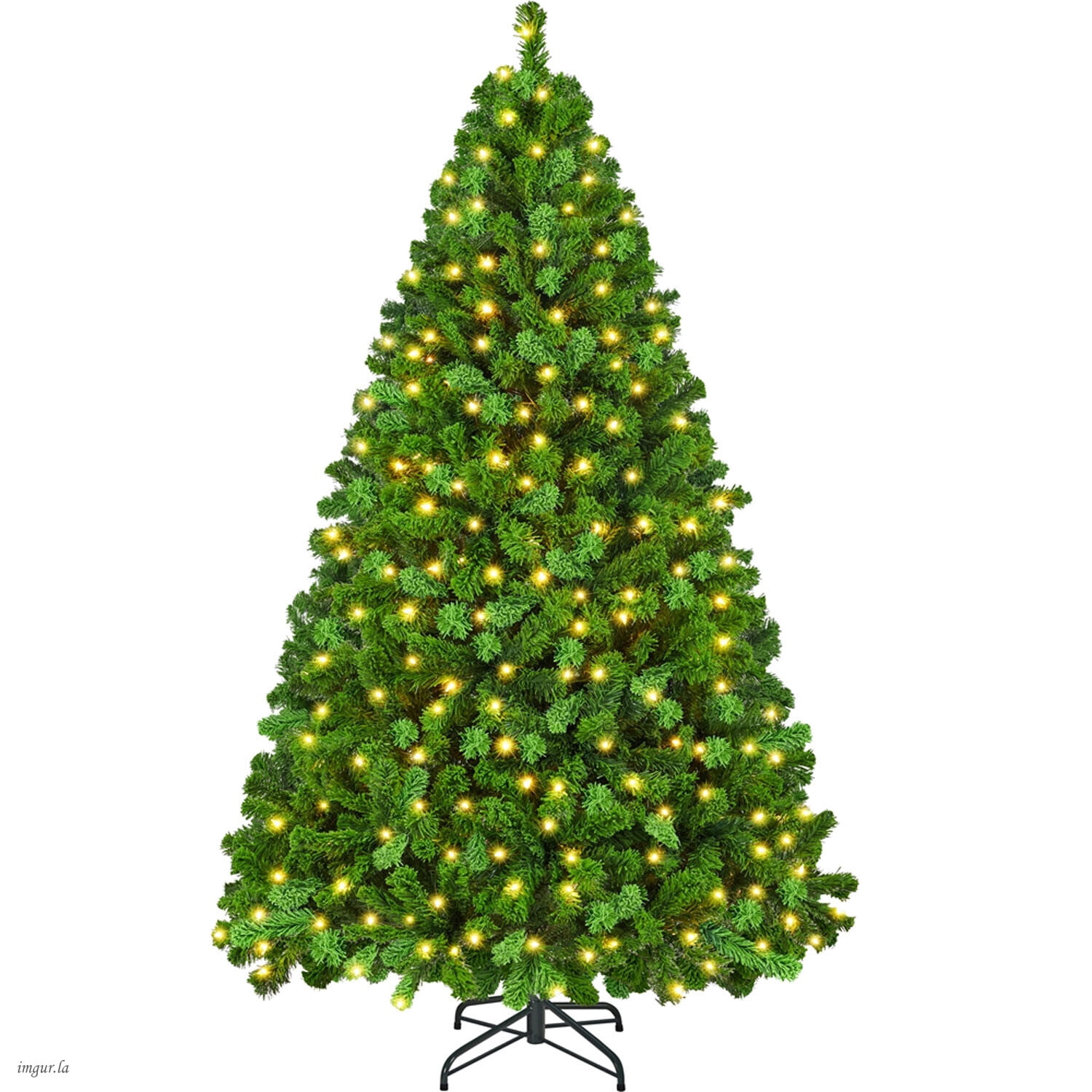 Alden Design 6FT Pre-lit Artificial Christmas Tree Flocked Christmas Tree with Foldable Stand and LED Warm Lights,Pure Green