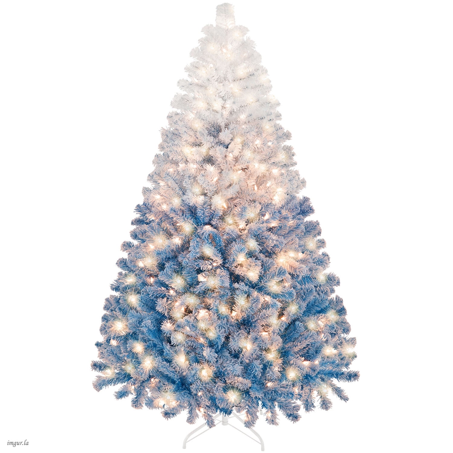 Alden Design 6FT Pre-lit Artificial Christmas Tree Holiday Decorative Fir Tree with Foldable Stand and Warm Lights,Lake Blue Gradient