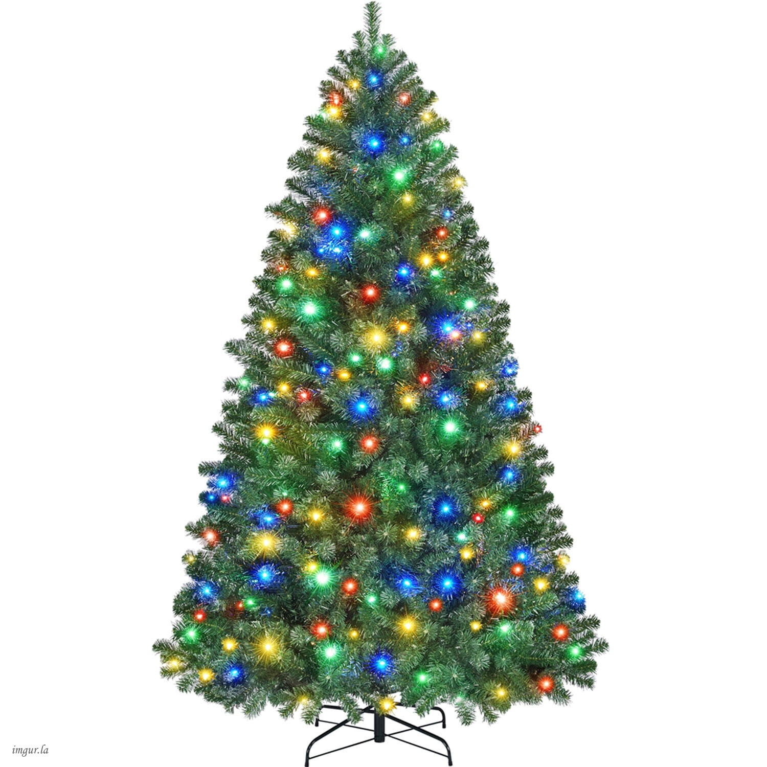 Alden Design 6FT Pre-lit Artificial Christmas Tree with Foldable Stand and Multicolored LED Lights, Green
