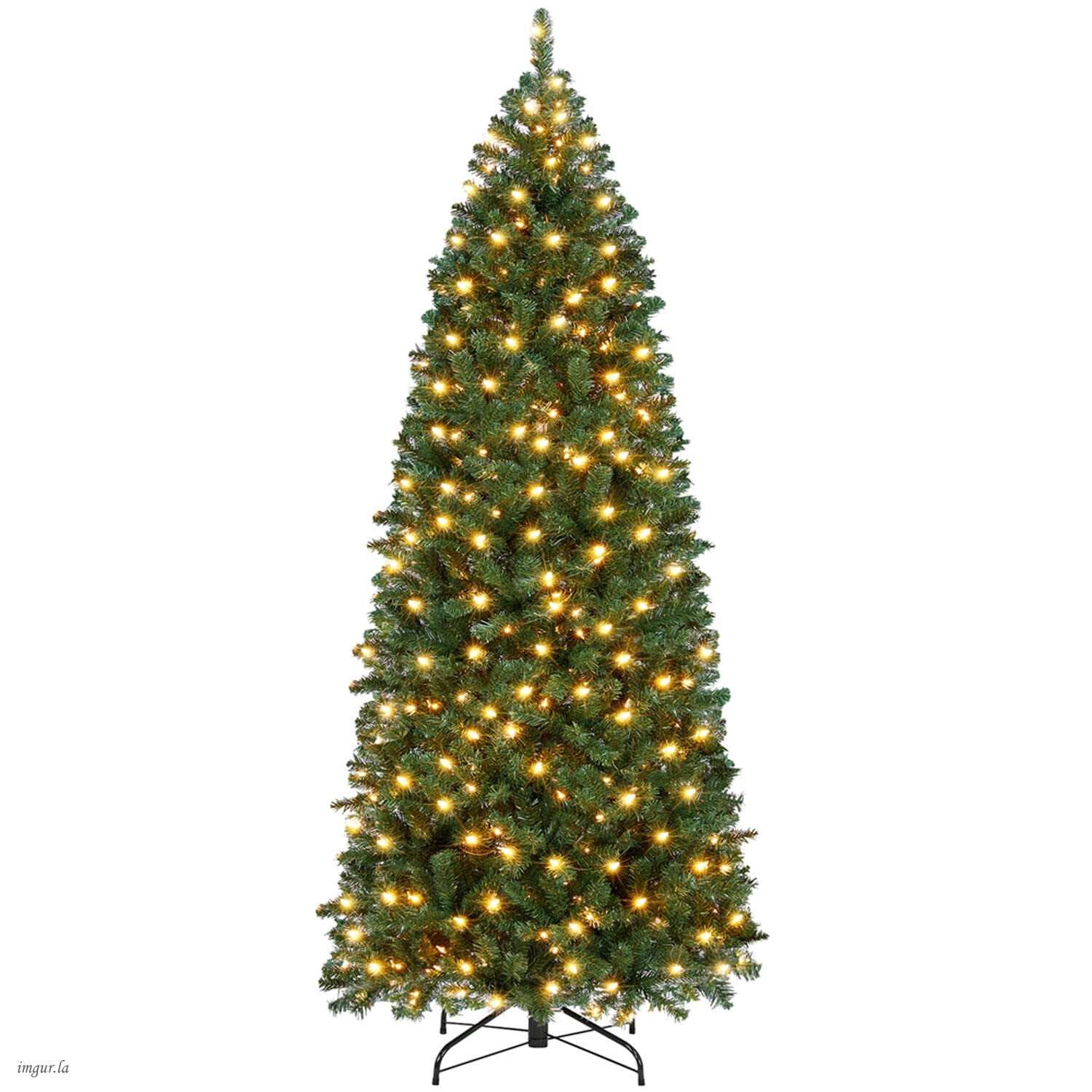 Alden Design 6FT Pre-lit Pencil Artificial Christmas Tree, Hinged Xmas Fir Tree with 250 LED Lights,Green