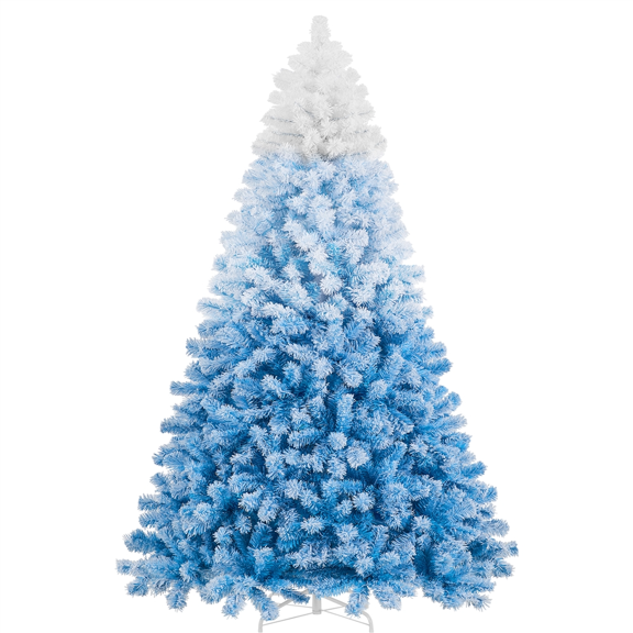 Alden Design 6Ft Pre-lit Flocked Artificial Christmas Tree with 250 Multicolored LED Lights, Lake Blue Gradient