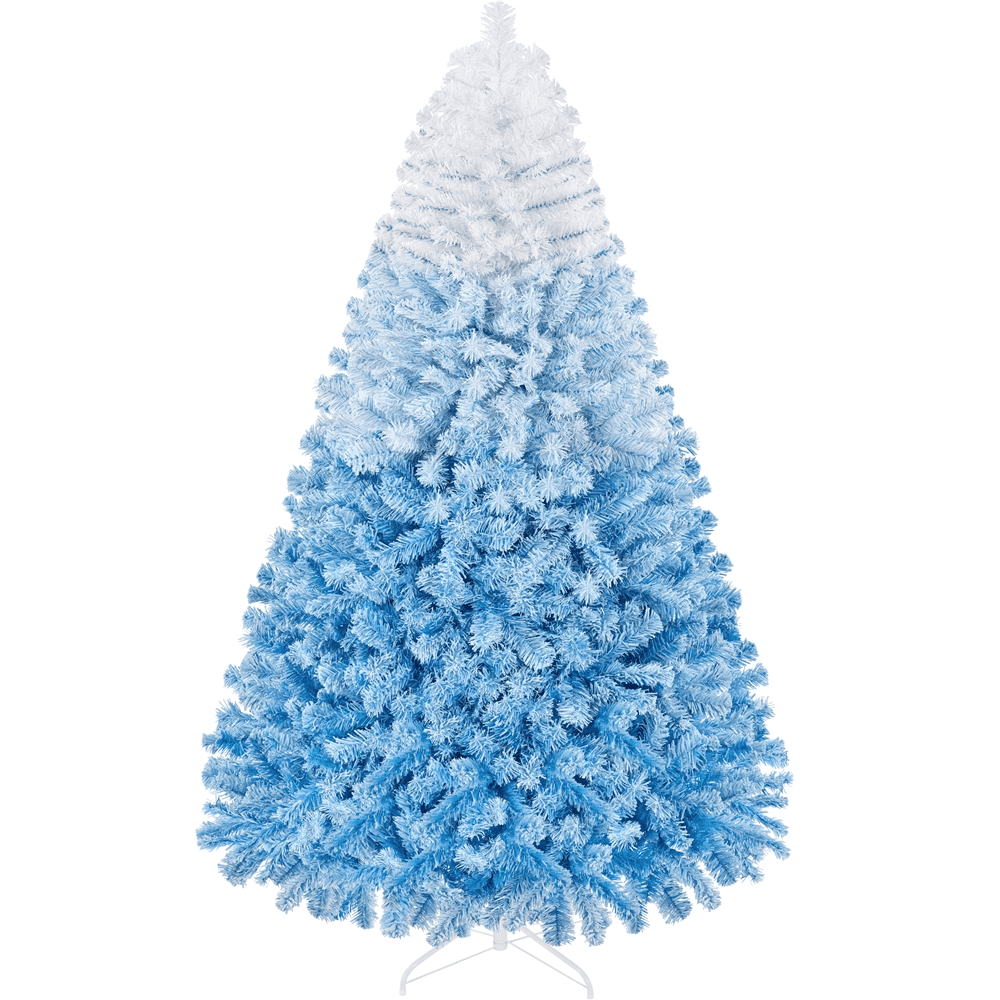 Alden Design 6Ft Unlit Flocked Artificial Christmas Tree with Foldable Stand, Lake Blue Gradient