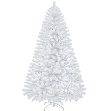 Alden Design 6ft Pre-Lit Fir Artificial Christmas Tree with Foldable Stand, White