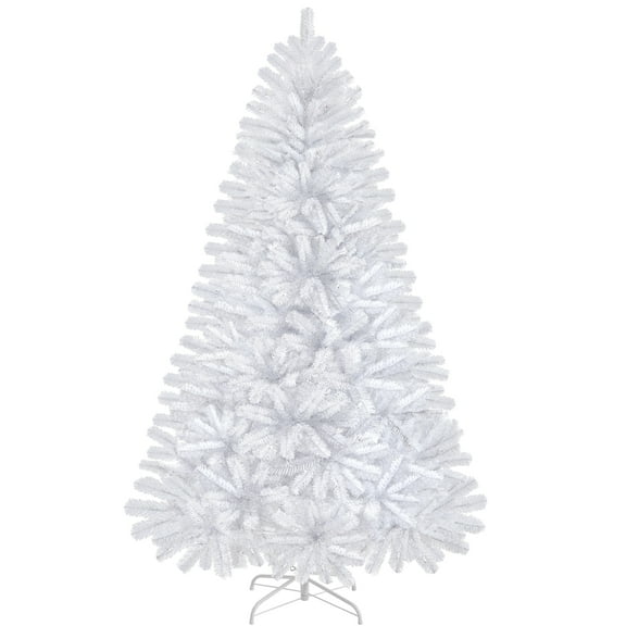 Alden Design 6ft Pre-Lit Fir Artificial Christmas Tree with Foldable Stand, White