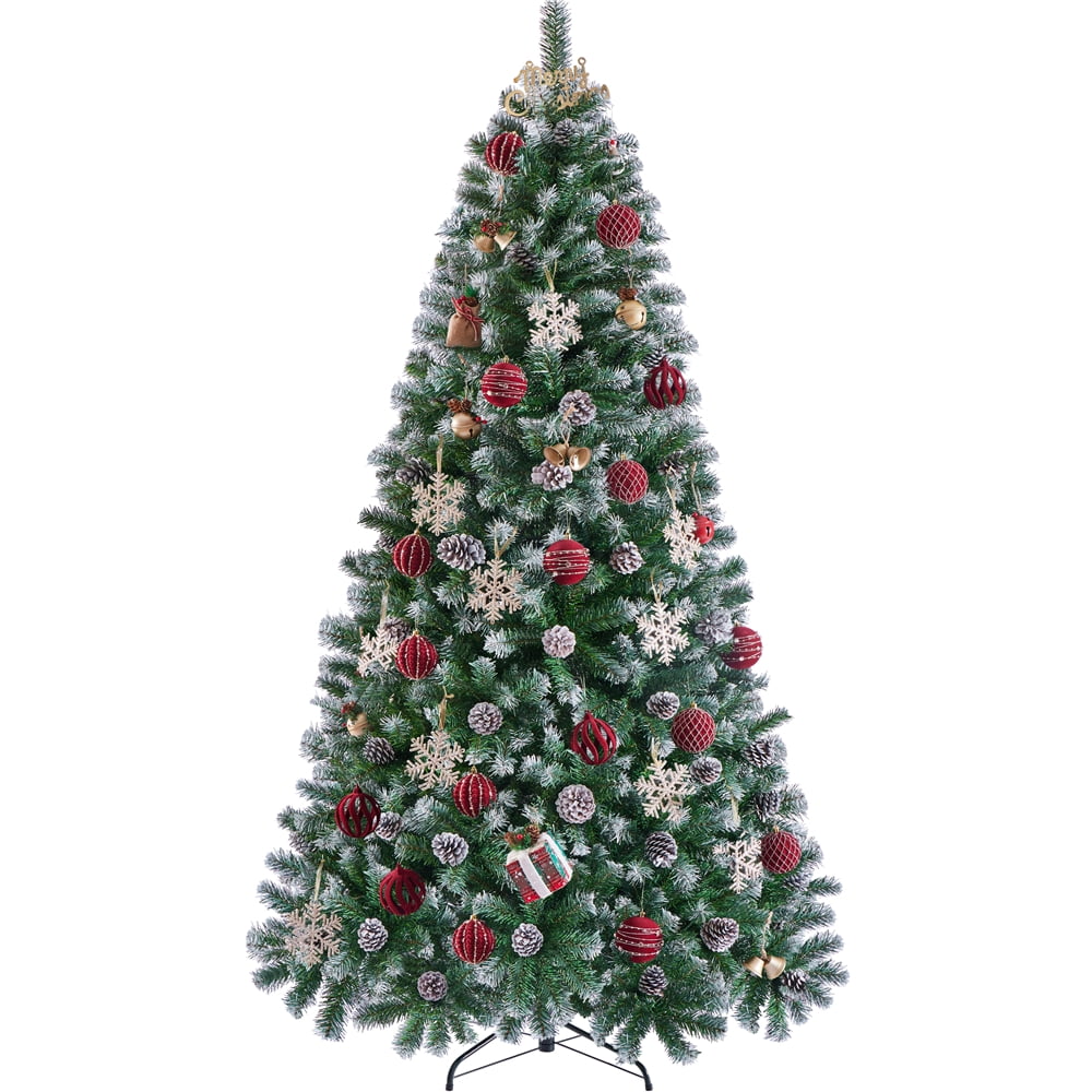 Alden Design 6ft Pre-decorated Frosted Artificial Christmas Tree with Pinecones, Green