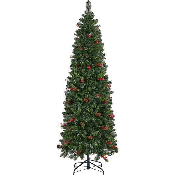Alden Design 6ft Pre-lit Artificial Christmas Tree with Pinecones, Green