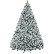 Alden Design 6ft Pre-lit Flocked Artificial Christmas Tree with 250 LED Lights for Holiday Decorative, White