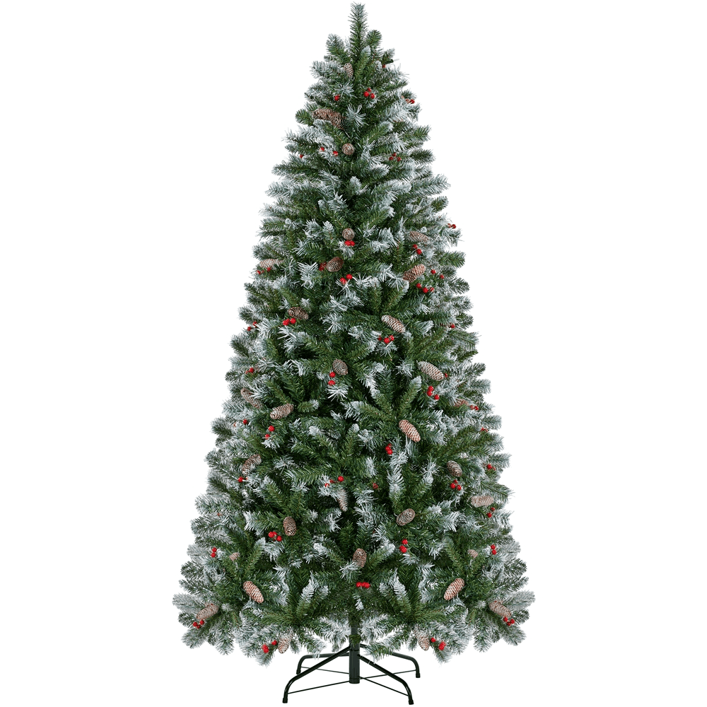 Alden Design 6ft Pre-lit Frosted Artificial Christmas Tree with Lights, Green