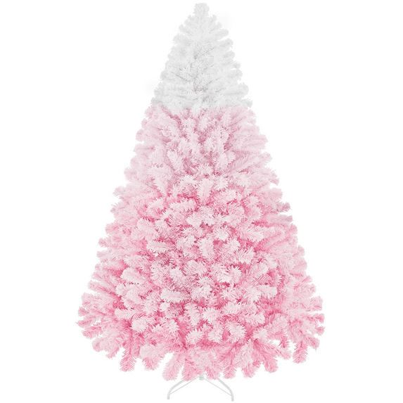 Alden Design 7.5 FT Artificial Snow Flocked Christmas Tree with 250 Lights, Pink Gradient