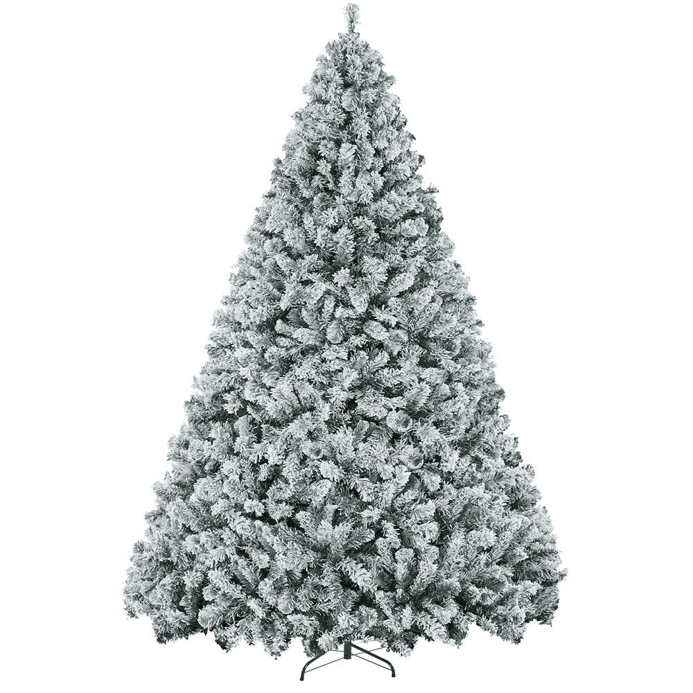 Alden Design 7.5 Ft Pre-Lit Flocked Artificial Christmas Tree with Foldable Stand, Green