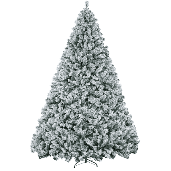 Alden Design 7.5 Ft Pre-Lit Flocked Artificial Christmas Tree with Foldable Stand, Green