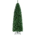 thumbnail image 1 of Alden Design 7.5 Ft Unlit Hinged Artificial Spruce Slim Christmas Tree, Green, 1 of 10