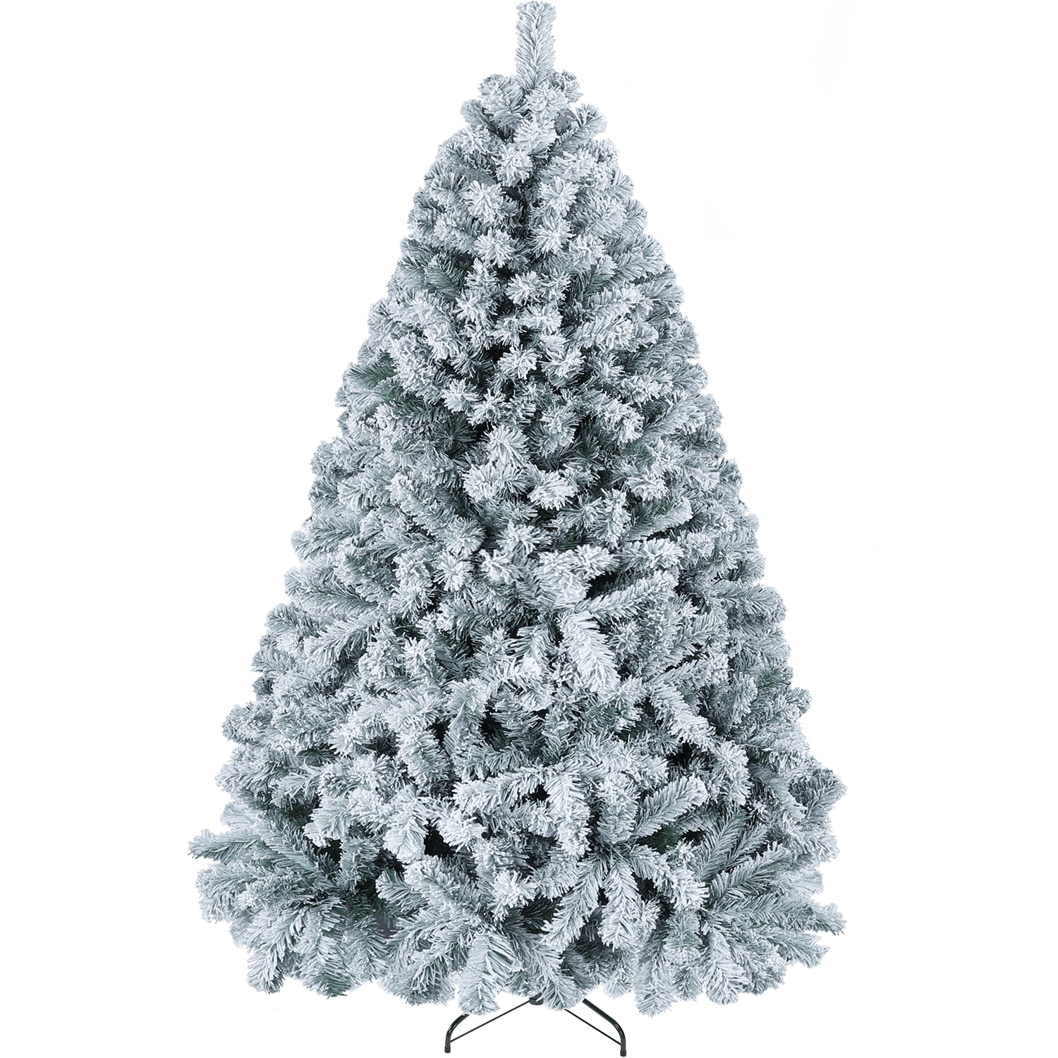 Alden Design 7.5FT Flocked Christmas Tree Snow-Dusted Artificial Holiday Tree, Green