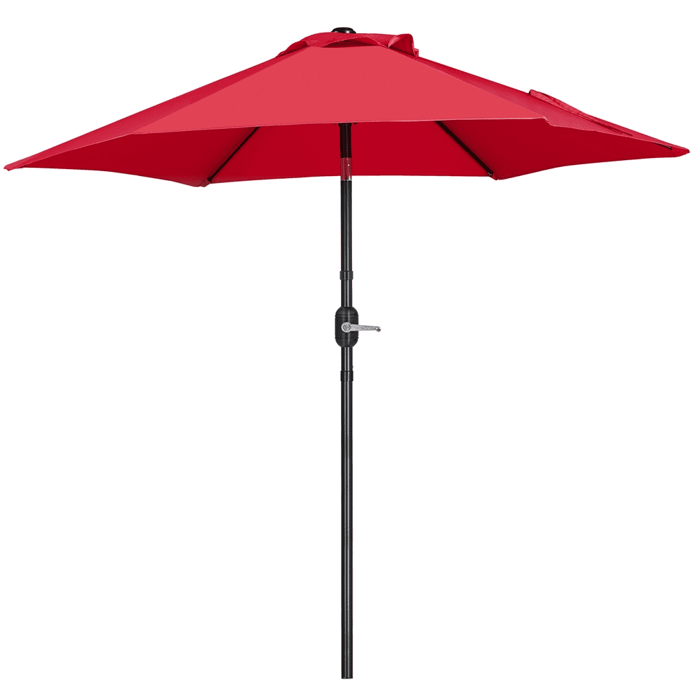 Alden Design 7.5FT Patio Umbrella with 6 Ribs Push Button Tilt and Crank for Garden, Red