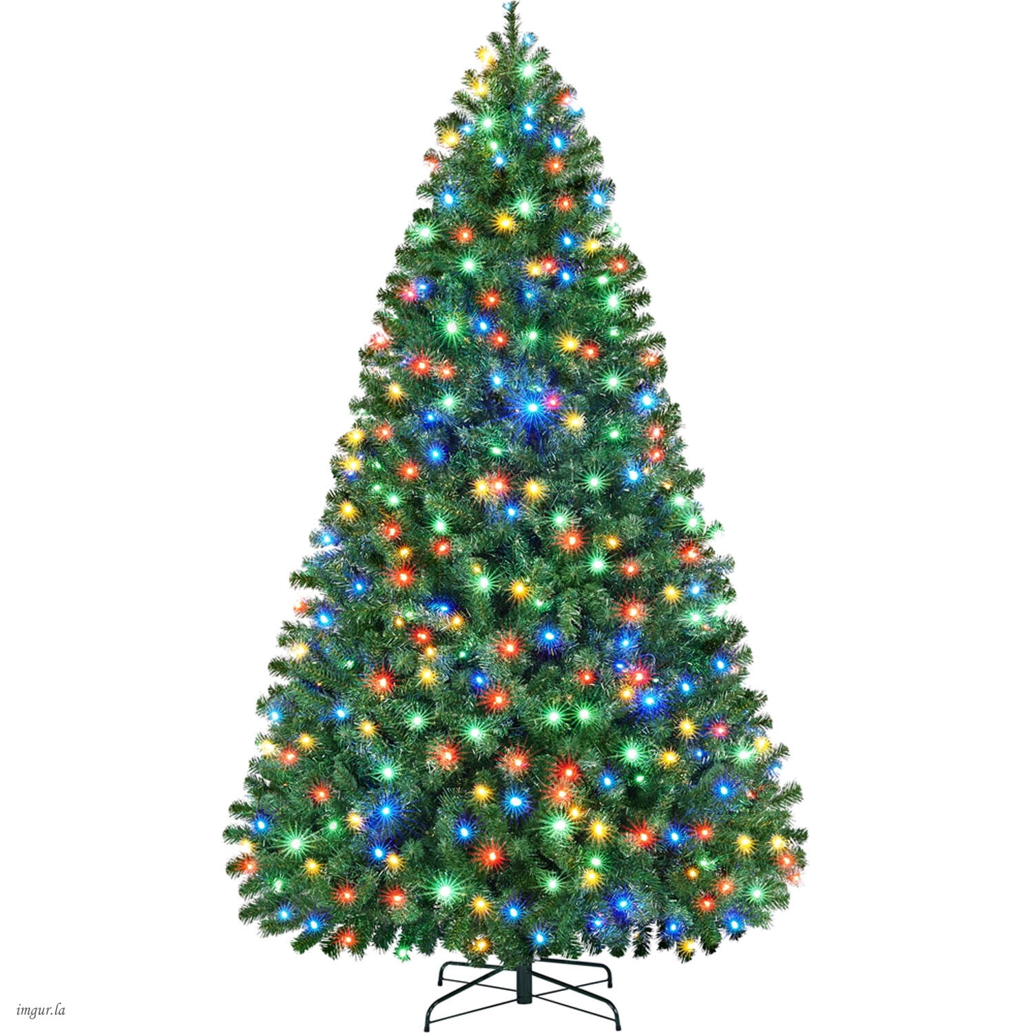 Alden Design 7.5FT Pre-lit Artificial Christmas Tree with Foldable Stand and Multicolored LED Lights, Green