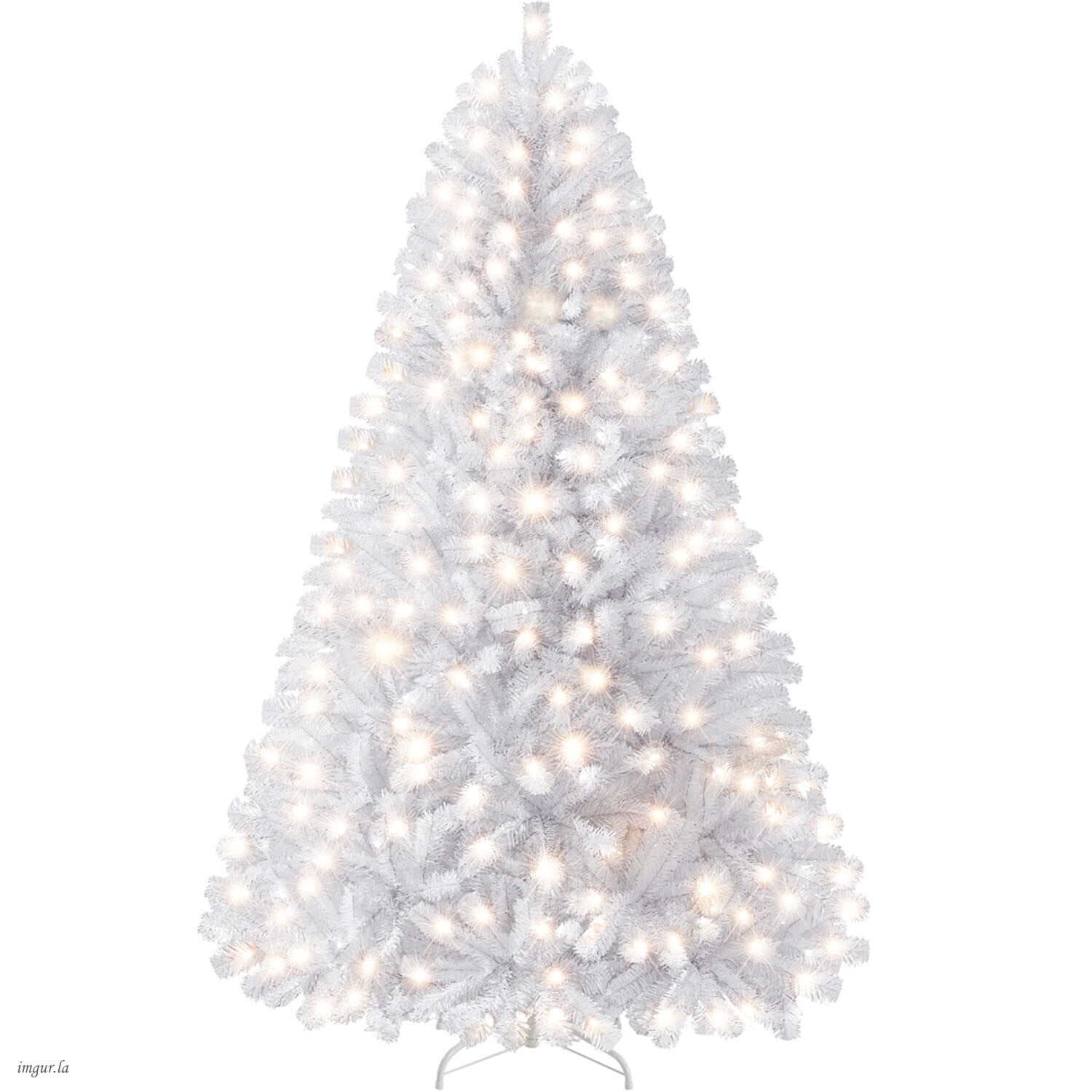 Alden Design 7.5FT Pre-lit Artificial Hinged Christmas Fir Tree with Stand and 550 LED Warm Lights,White