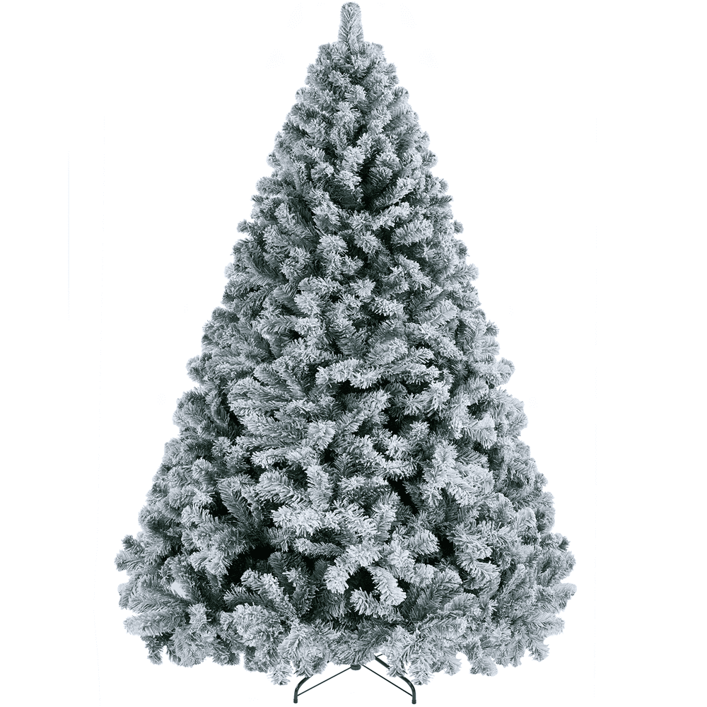 Alden Design 7.5FT Unlit Flocked Artificial Christmas Tree with Foldable Stand, Green