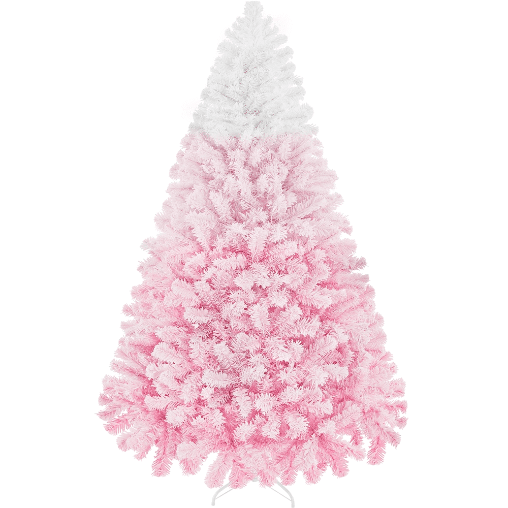 Alden Design 7.5Ft Flocked Artificial Christmas Tree with Foldable Stand, Pink Gradient