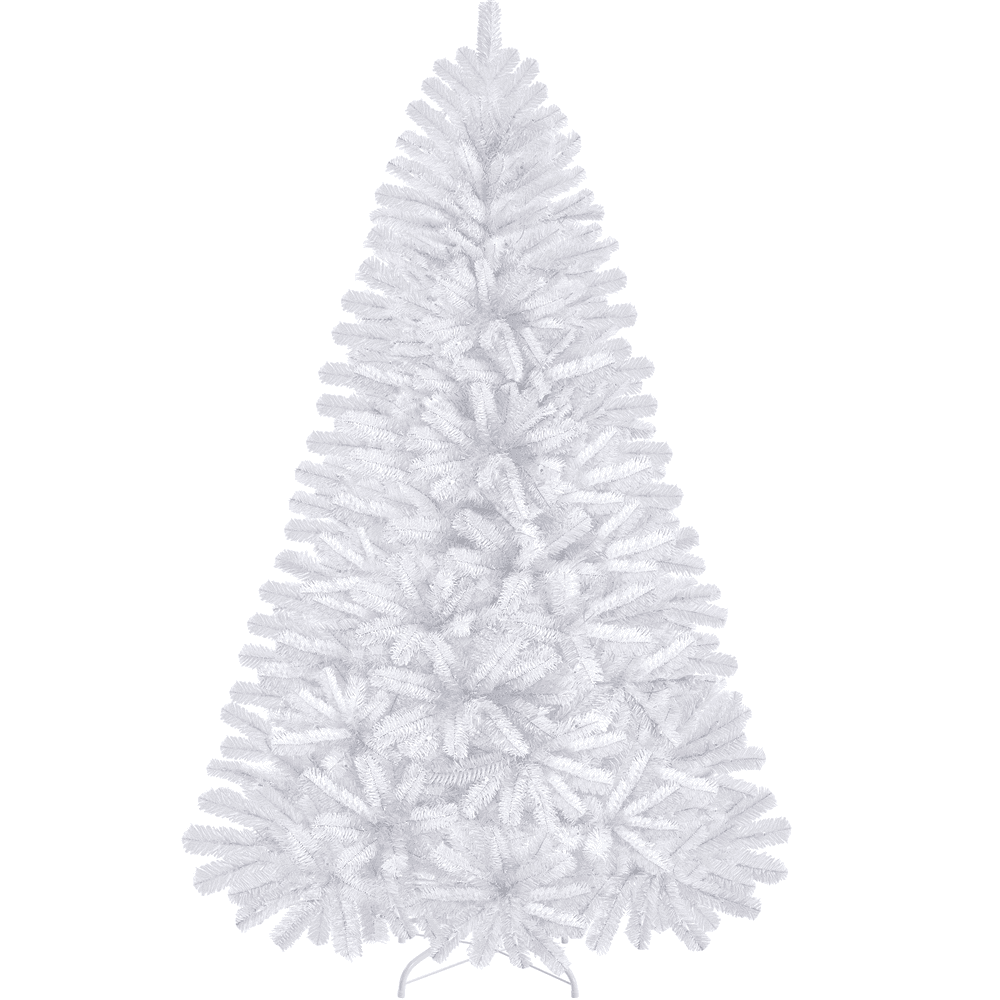 Alden Design 7.5ft Pre-Lit Fir Artificial Christmas Tree with Foldable Stand, White