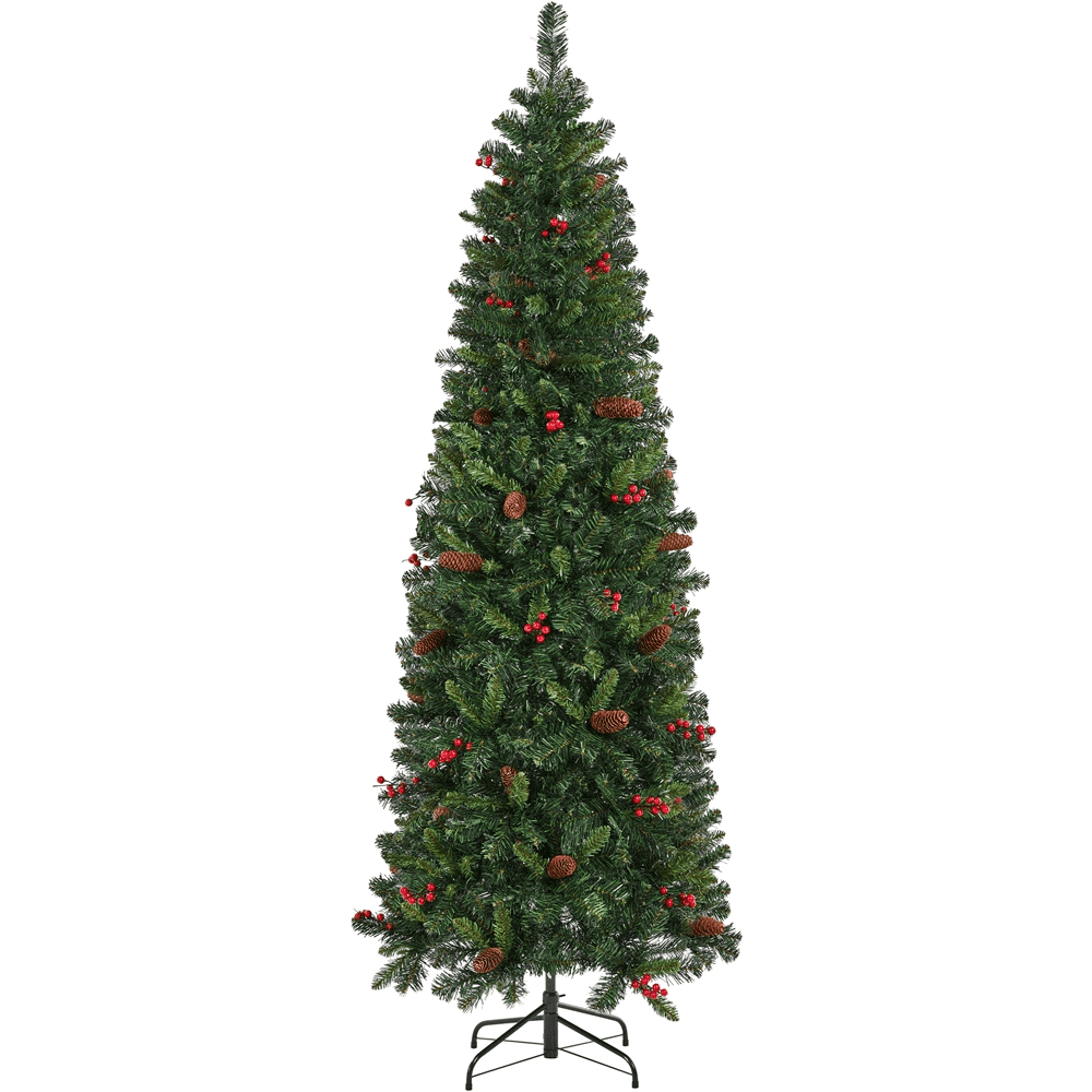 Alden Design 7.5ft Pre-lit Artificial Christmas Tree with Pinecones, Green