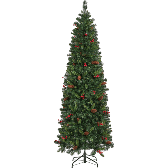 Alden Design 7.5ft Pre-lit Artificial Christmas Tree with Pinecones, Green