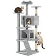 thumbnail image 1 of Alden Design 70" H Double Condo Cat Tree with Scratching Post Tower, Light Gray, 1 of 8