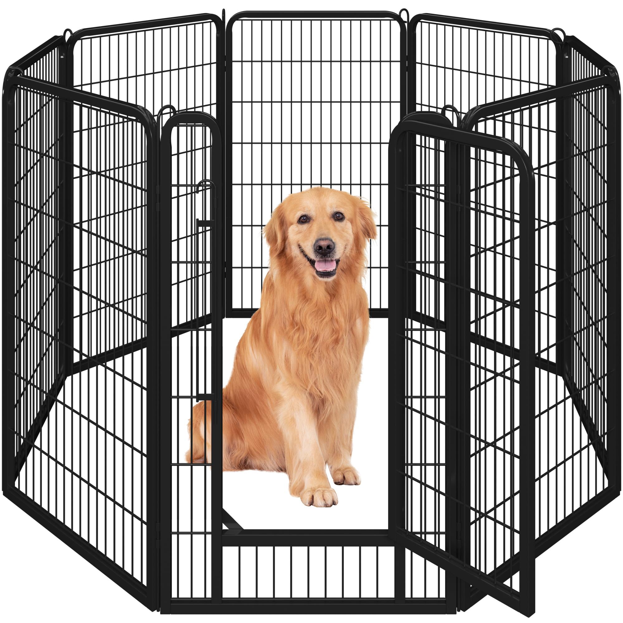 Alden Design 16 Panels 47.5″ H Foldable Dog Playpen with Door, Black