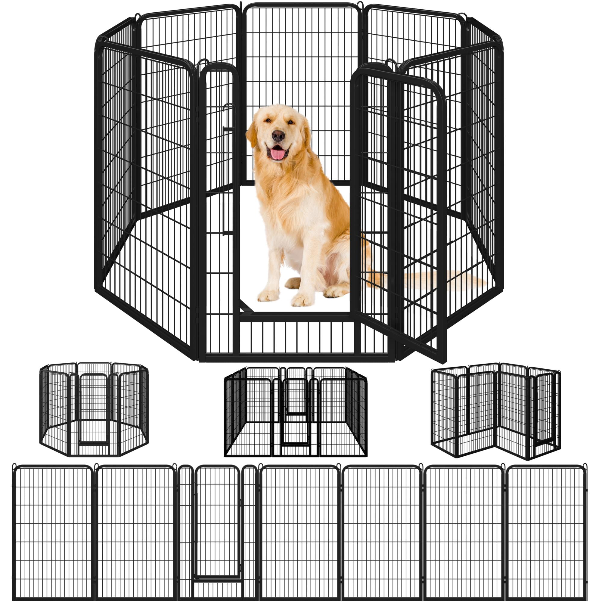 Alden Design 32 Panels 47.5″ H Foldable Dog Playpen with Door, Black