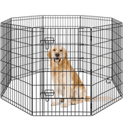Alden Design 8 Panel Foldable Metal Pet Playpen for Dog, 34″ H, Black
