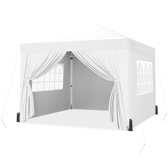 Alden Design 8x8 FT Pop-up Canopy W/ 4 Sidewalls & Sandbags for Outdoor, White