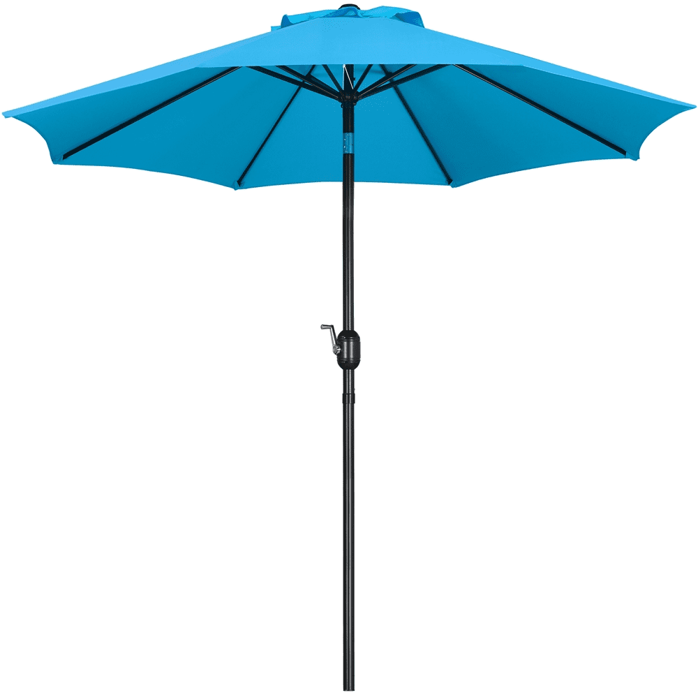 Alden Design 9 Foot Patio Umbrella with Crank and Push Button to Tilt, Sky Blue