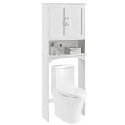 Alden Design 9" Width Wooden over The Toilet Bathroom Storage Cabinets with Door, White