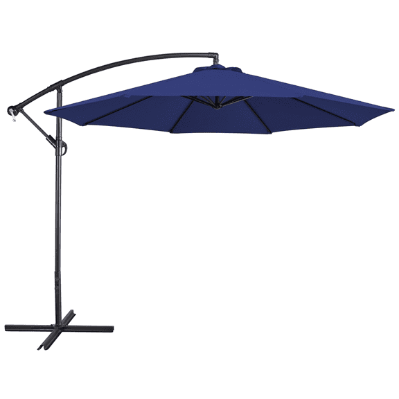 Alden Design 97" Navy Blue Solid Print Octagon Offset Patio Umbrella, Rust Resistant